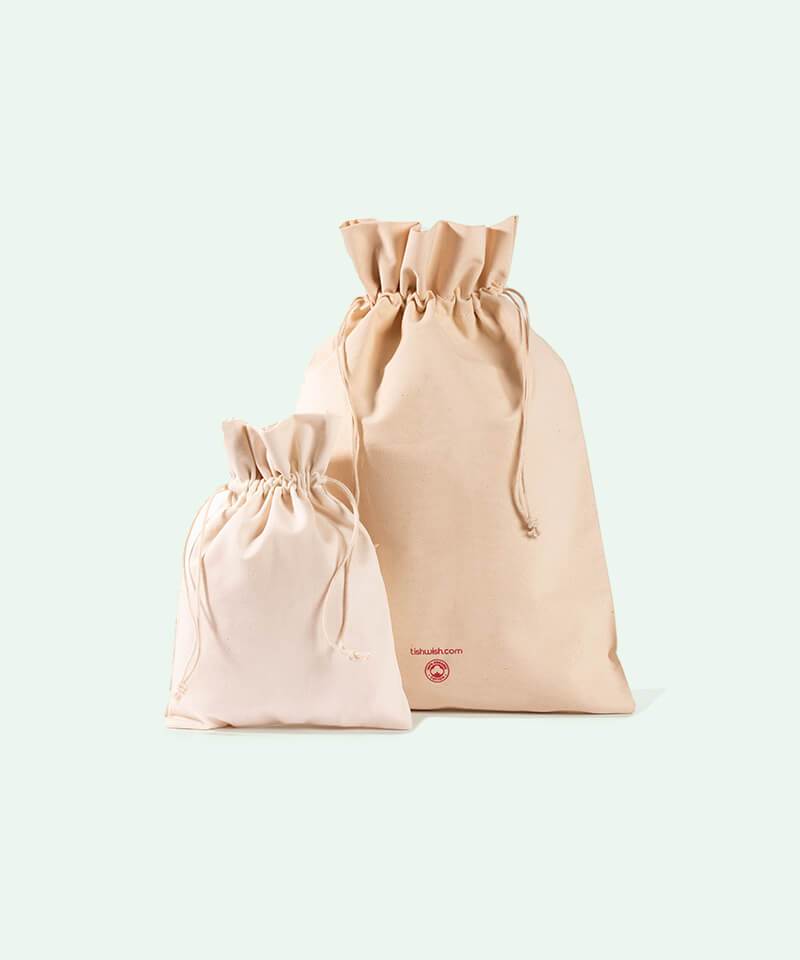 Organic Cotton Cotton Packaging Bags Tishwish Custom 100